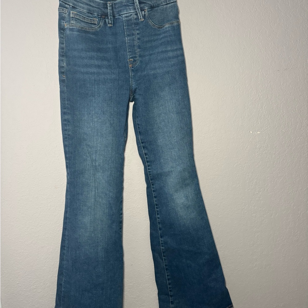Good American Blue Flare Wide Leg Jeans